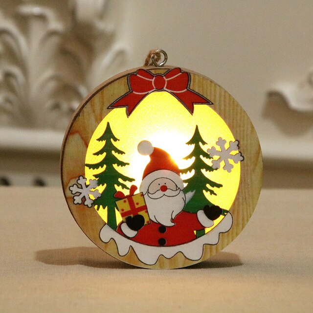 Christmas Decorations Wooden Luminous Pendants Christmas Tree Pendants