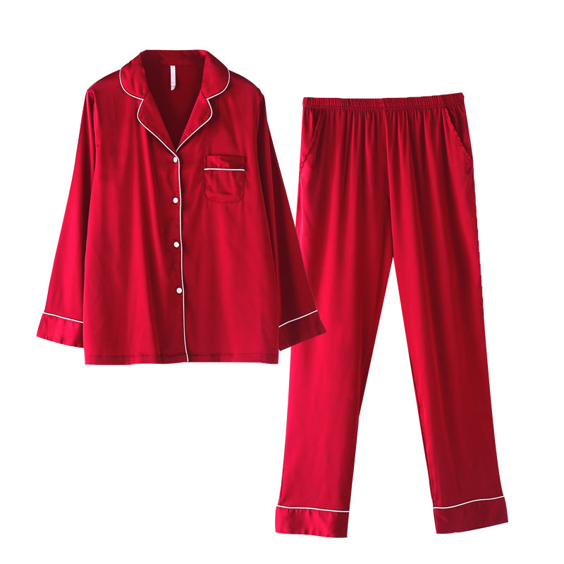 J&Q christmas couple matching silk pijamas home clothing