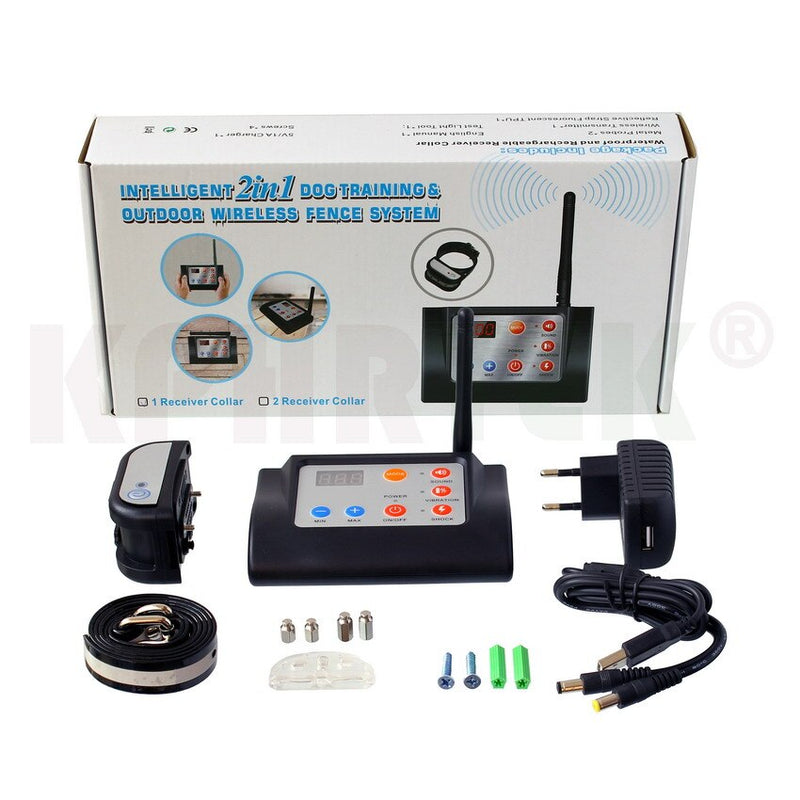 2 in 1 Wireless Electronic Dog Fence and Training Collar Set
