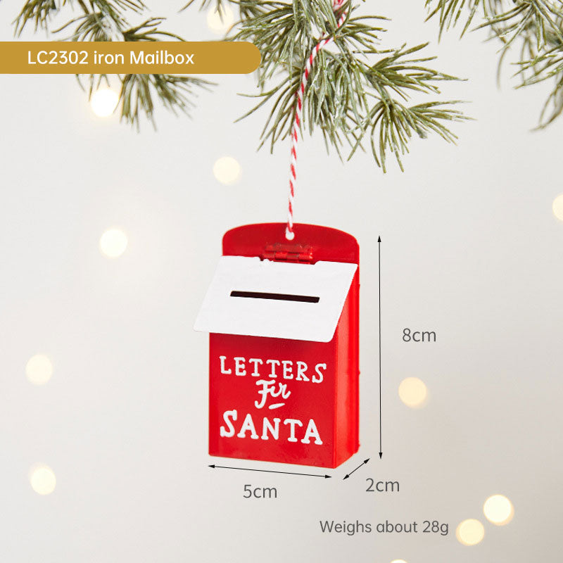 Christmas Tree Wrought Iron Painted Pendant Cute Cartoon Santa Claus Snowman Ornament Christmas Small Hanging Ornament