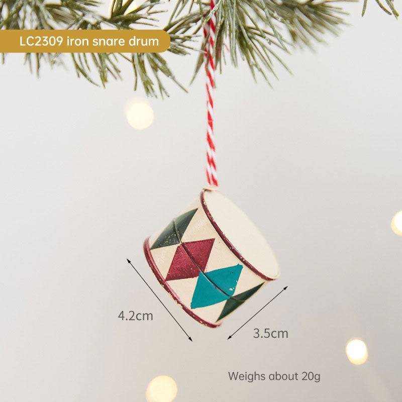 Christmas Tree Wrought Iron Painted Pendant Cute Cartoon Santa Claus Snowman Ornament Christmas Small Hanging Ornament