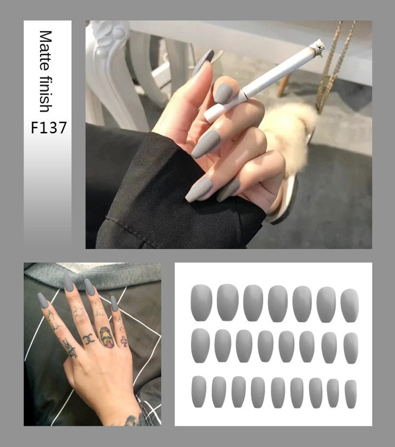 Stiletto Tips Clear Press-On Long False Nails with Glue