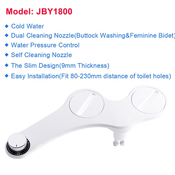 Self-Cleaning Non-Electric Bidet Seat with Fresh Water Spray & Muslim Shattaf Function