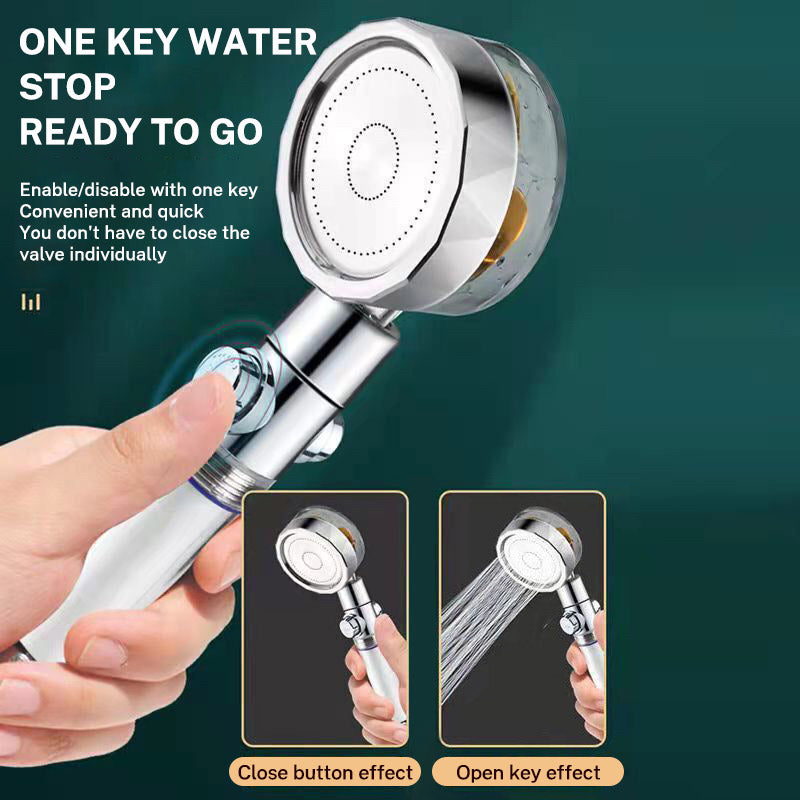 Dual Turbo Pressurized Propeller Fan Shower Head