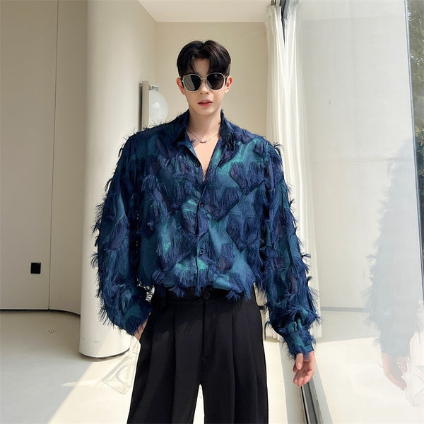 Goodies Mall NightGlam™ Men's Tassel Hollow Out Shirt