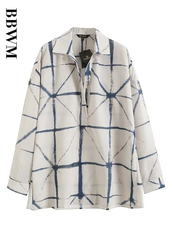Goodies Mall GeoGlow™ Ramie Printed Women's Shirt
