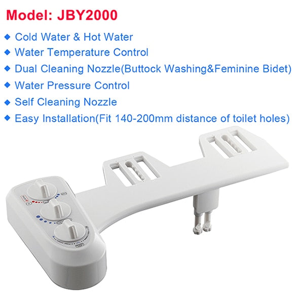 Self-Cleaning Non-Electric Bidet Seat with Fresh Water Spray & Muslim Shattaf Function