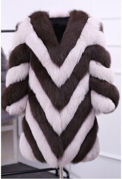 Lanxirui long winter faux fur coat with hood