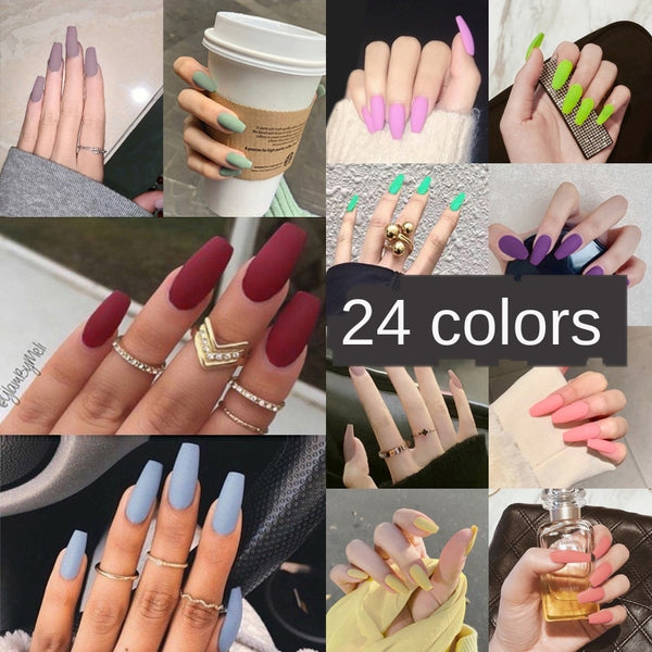 Stiletto Tips Clear Press-On Long False Nails with Glue
