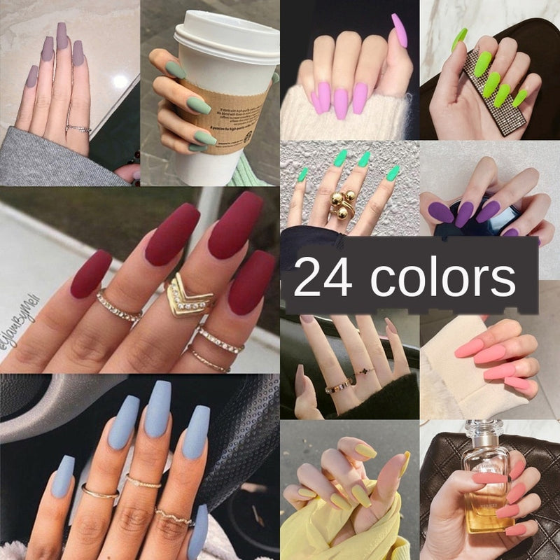Stiletto Tips Clear Press-On Long False Nails with Glue
