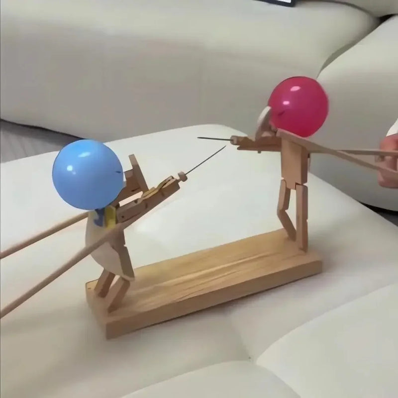 Bamboo Man Battle Handmade Wooden Fencing Puppets