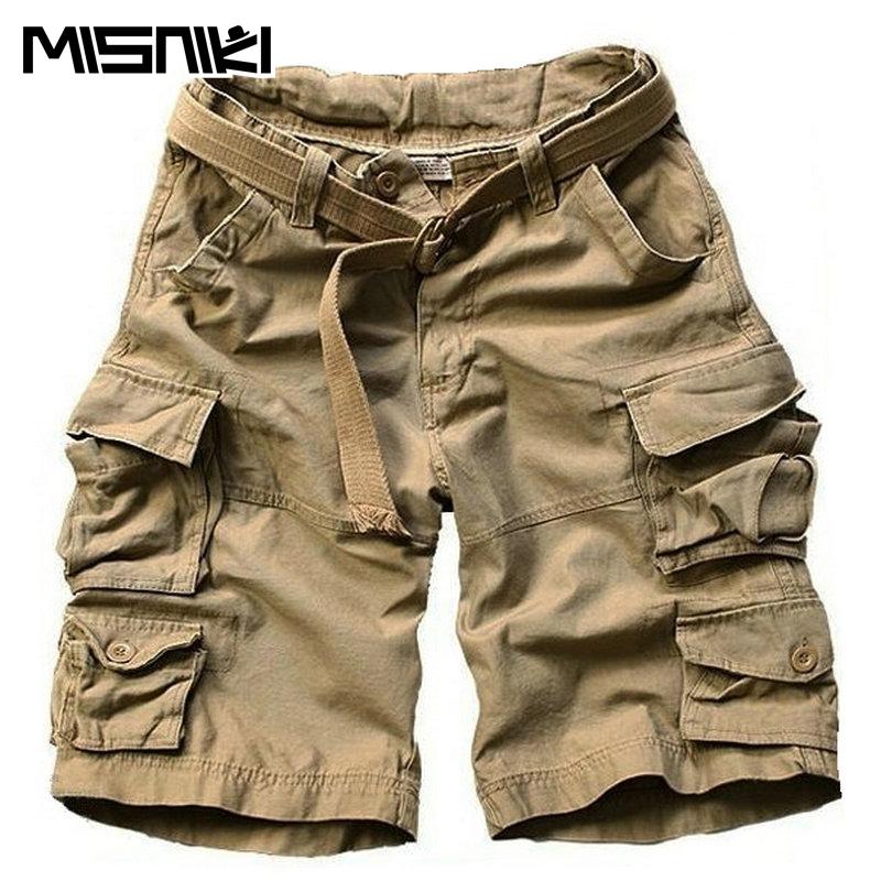 MISNIKI   Mens Shorts Casual Loose Knee-length Mens Cargo Shorts Within Belt S-3XL