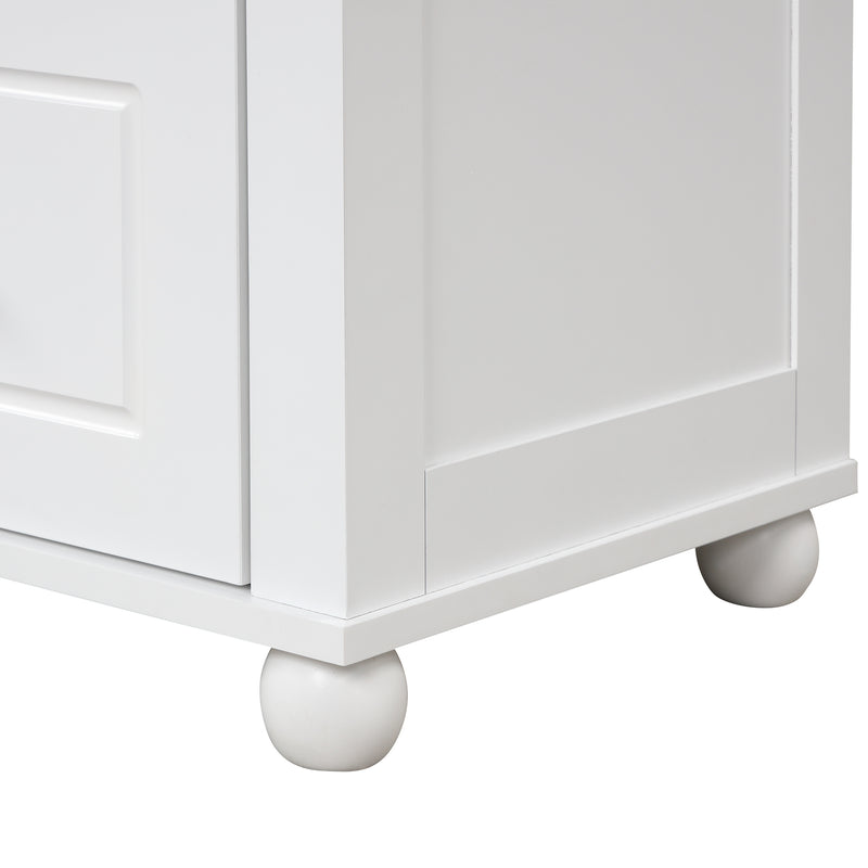 Tall Bathroom Storage Cabinet, Freestanding Storage Cabinet with Two Drawers and Adjustable Shelf, MDF Board  White