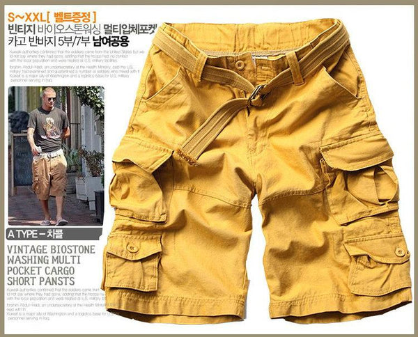 MISNIKI   Mens Shorts Casual Loose Knee-length Mens Cargo Shorts Within Belt S-3XL