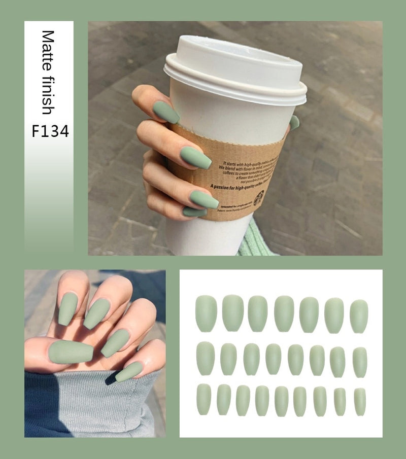 Stiletto Tips Clear Press-On Long False Nails with Glue