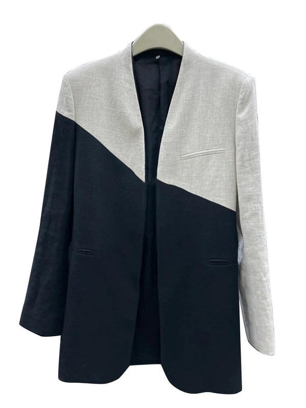 Colorblock Loose Casual Blazers For Women