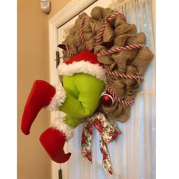 Santa Thief's Wreath Christmas Burlap Wreath Christmas Decorations