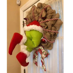 Santa Thief's Wreath Christmas Burlap Wreath Christmas Decorations