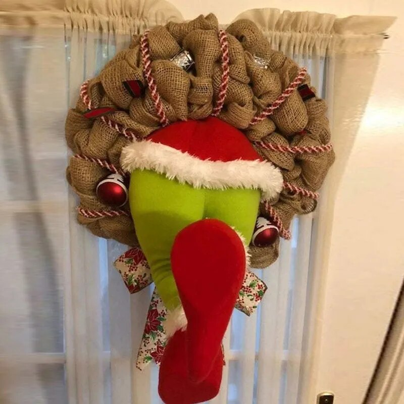 Santa Thief's Wreath Christmas Burlap Wreath Christmas Decorations